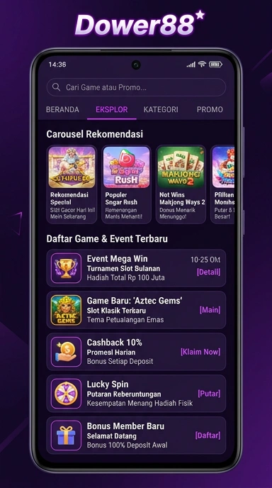 Tampilan katalog aplikasi dower88